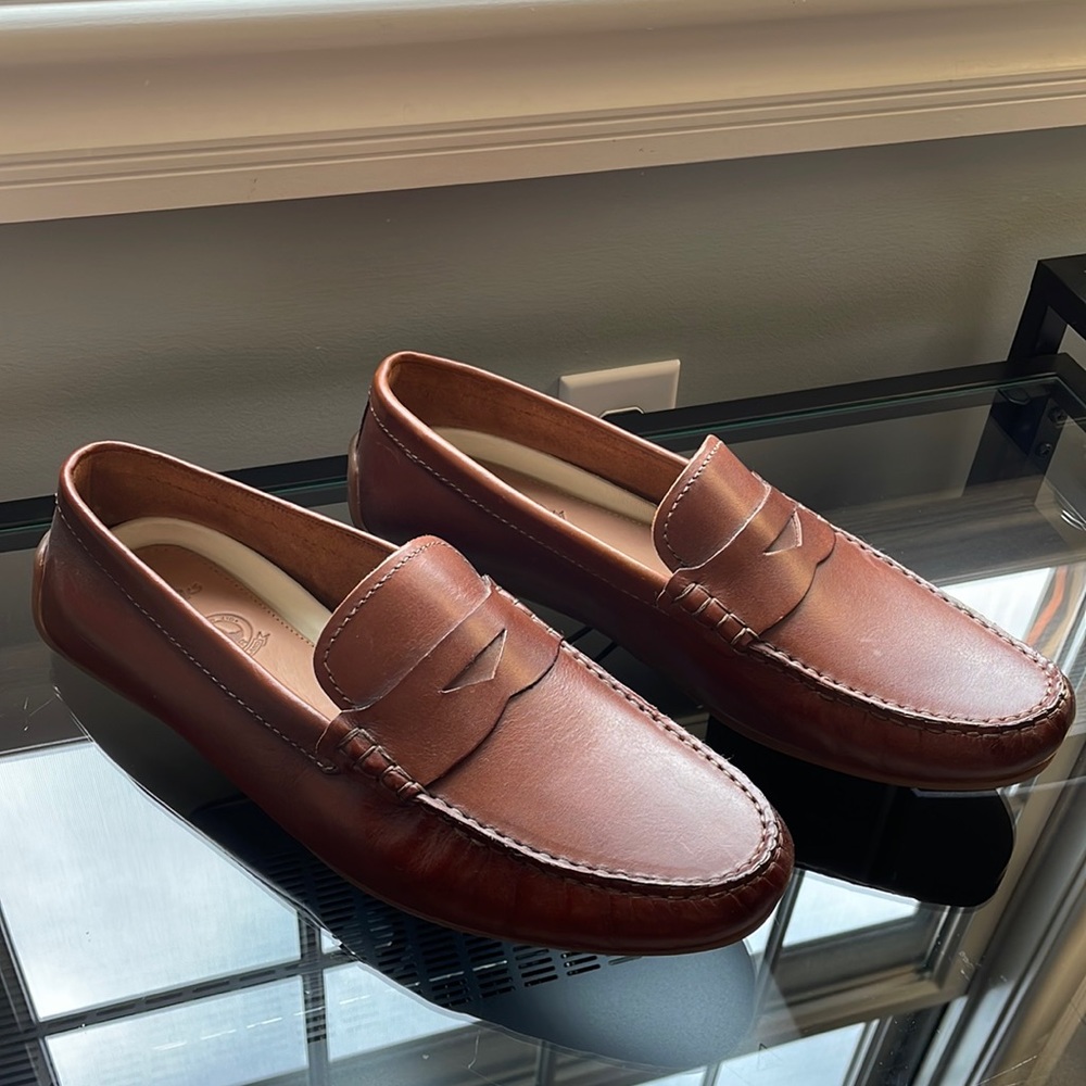 New Clarks Leather Penny Loafer Brown Rubber Outsole US 12